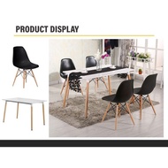 TERRA Simple Eames Dining Table With 4 Creative Curvy Eames Dining Chair Set / Set Meja Makan / Meja