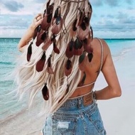 GHGl ️ Bohemian Feather Headband Natural Feather Hair Accessories Gothic Style Long Feather Headband