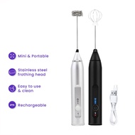 Dual Head Electric Milk Frother Wireless Type-C / USB Port Rechargeable | 3 Speeds / Bubble Milk Foa