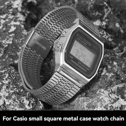For Casio AE-1200 AE1200 AE-1300 Small Waist Steel Case Strap A158 A159 A168 A158WA LA159W Metal Wat