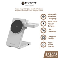 Mazer 3in1 Qi2.2 Magnetic Foldable Wireless Charger 35W Fast Charge Stand for iPhone 17 16 Pro Watch