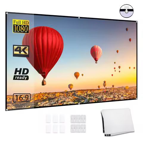 80-inch Portable HD Projector Screen 16:9 Projection Screen Foldable Durable Wall Mounted for Outdoo
