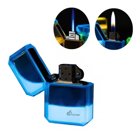 Personalized Quicksand Luminous Grinding Wheel Lighter Blue Flame Direct Charging Gas Open Flame Lig