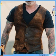 Autumn Men's V-neck Brushed Leopard Vest Rock Heavy Metal Wild Vest