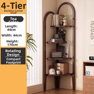 ZHUSHANXIA | Vintage Rattan Corner Shelf Unit