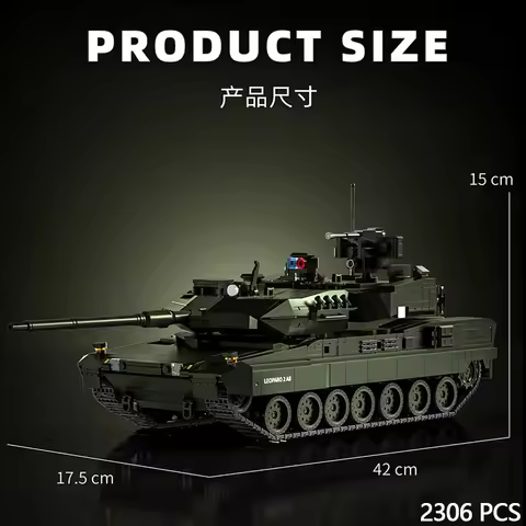 Military WW2 MOC Leopard 2A8 Army Main Battle Germany Heavy Tank Soldiers Building Blocks Bricks Set