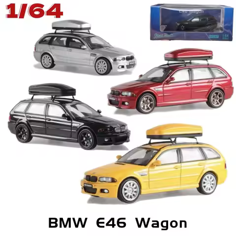 SH Diecast 1/64 Scale BMW Alloy Car Model BMW E46 Wagon Station Wagon with Luggage Compartment Toys 