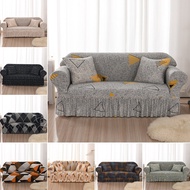 1/2/3/4 Seater Solid Color Sofa Cover Stretch L Shape Universal Slipcover Seat Cover(With foam sticks) 沙发套