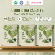 Combo of 3 Boxes of VIEGREEN Ca Gai Leo Tea Bags 33% Clean Wood 50 Bags x 3g, No Sugar, Cools the Li