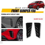 MTTO Perodua Myvi 2022 Facelift Exterior Front Bumper Fog Running Lights Frame Cover Accessories Glossy Black