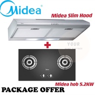 [Combo Deal]Midea Slim Hood Stainless Steel MCH76MSS 76CM / Midea Built In Hob MGH-76Q60B