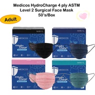 Medicos HydroCharge 4ply Surgical Face Mask 50's/Box (Adult) (Size:S/M, M/L)