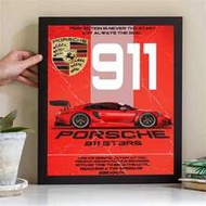 1pc Porsche 911 GT3 RS Red Sports Car Poster, Vintage Racing Aesthetic Wall Art Print, Unframed Home