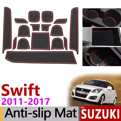 Anti-Slip Mat for Phone Gate Slot Mats for Suzuki Swift 2011~2017 Accessories Stickers Maruti DZire 
