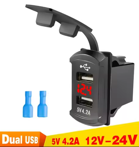 Dual USB 4.2A Car Charger Power Socket Phone Charger Adapter Panel 12V/24V Fast Charger Power Outlet
