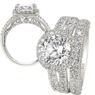 S925 4Ct Wedding Bridal Sets for Women Engagement Rings Wedding Band CZ Anniversary Ring