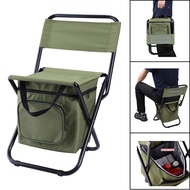 Portable Foldable Camping Chair with Cooler Bag Compact Backrest Fishing Chair Outdoor Equipment