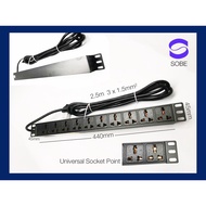 Power Distribution Unit, 8 socket, Universal Socket head. Power distributor, Power extension strip, 