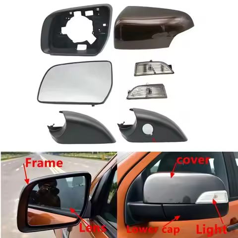 Car Rearview Mirror Cover Frame Lens Turn Signal Light Lower Cap For Ford Everest U375/UA 2015-2020 