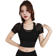 Topsports Yoga Clothes Pilates Women's Training Clothes Breathable Fitness Sports Gauze Short-Sleeve