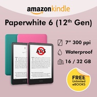 Kindle Paperwhite 6 | 12th Gen (No Ads) - Raspberry & Jade - 16 / 32GB Signature Edition