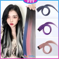 Hair Clip Wig Colour Highlight Rambut Sambung Palsu Extension Wanita Korea Panjang 55cm Jepit Lurus 