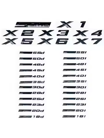 3D ABS Glossy Black SDrive Alphanumeric Emblem Sticker for BMW X1 X2 X3 X4 X5 X6 X7 & GT - 18i 20i 2
