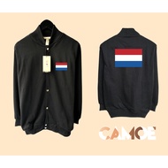 Premium varsity baseball jacket with Dutch flag design