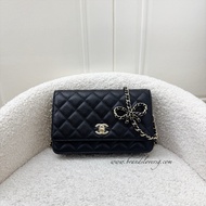 (Pre-loved) Chanel 23S Ribbon Chain Wallet on Chain WOC in Black Caviar LGHW