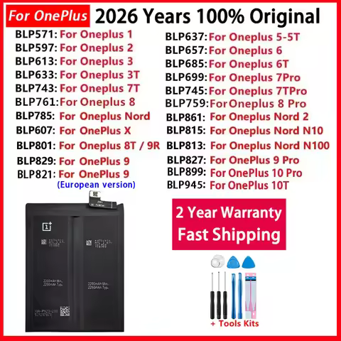 100% Original Replacement Battery For OnePlus Nord N100 N10 1 2 3 3T 5 5T 6 6T 7 7T 8 8T 9 9R 10T X 