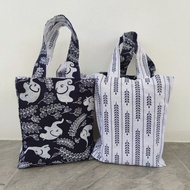 DB Black Elephant Bag - 雙面手提包印花白米黑象