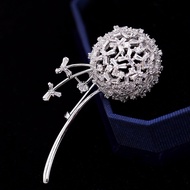 Fashion Dandelion Zircon Brooch Elegant High-End Clothing Accessories Suit Pin With Gift Box