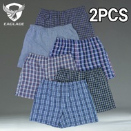 EAGLADE 2PCS Boxer Lelaki Cotton 100% Brief for Mens Underwear Man Stretchable Breathable in Fine Gr