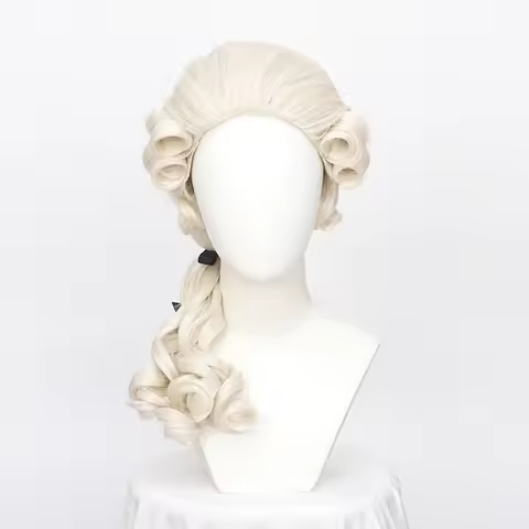 ccutoo Synthetic Lawyer Judge Baroque Curly Costume Wigs Deluxe Historical Long Blonde Cosplay Wig F