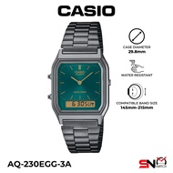 Casio Vintage AQ-230EGG-3A Black Stainless Steel Band Men Watch / Women Watch / Unisex