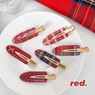 Red Plaid Bow Hair Clip Fringe Hair Accessory