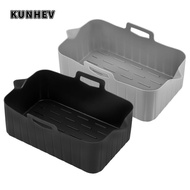 KUNHEV Air Fryer Basket, Rectangle Silicone Air Fryer Baking Tray, Reusable Air Fryer Mold Tray for 