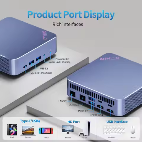 Mini PC Computer i5-1340P WIFI6 BT5.2 Mini Gaming PC 2.5G LAN USB4.0 32GB DDR5 4800MHz PCIe4.0 SSD M