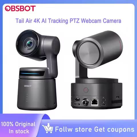 OBSBOT Tail Air NDI Streaming Camera 4K AI Tracking PTZ Camera with Intelligent APP Gesture Control