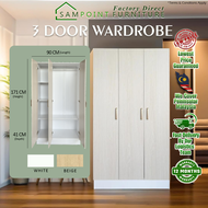 ⏰ “5.5 Special ⭐ Hurry, Promo🔥  DIY REQUIRED SamPoint_ Moden 3 Door Wardrobe / Beige + White Colour 