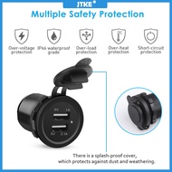 JTKE 12V Waterproof Car C igarette L ighter Socket Auto Motorcycle Power Outlet Socket Dual USB Car Charger Car Accessories