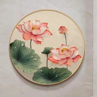 New Round Lotus Painting Decorating living room, tea room, meaning of peace of mind, luck, fortune, 