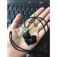 Pure black 9-tailed fox necklace