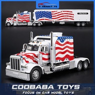 CBB 1:24 Peterbilt 389 American Truck Alloy Diecast Car Model Toy Sound Light Pull Back For Kids Boy