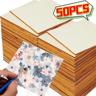 50-10Pcs 10*10cm Square Blank Wood Sheet - DIY Woodcut Painting Board - Wood Chip Pieces - Laser Eng