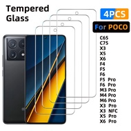 4Pcs Tempered Glass for Xiaomi Poco C65 C75 X3 X5 X6 F4 F5 F6 F5 Pro F6 Pro M3 Pro M4 Pro X3 Pro X3 