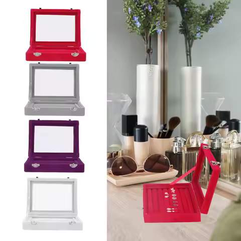 Jewelry Box 7 Slots Velvet Jewellery Holder Storage Display Case for Earring Bracelet Jewelry Holder
