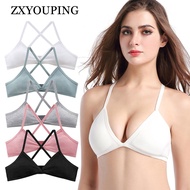 ZXYOUPING 1/4pcs Unlined Bra Sports V Triangle Cup Cross Sexy Underwear Bra for Woman Set Non Wire Back Cotton Lingerie Set