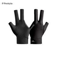 P Prettyia Pool Cue Mitts 3 Fingers Gloves Left Hand, Elastic Gloves for Women Men, Anti Slip Billia