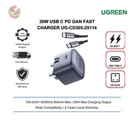 UGREEN UG-CD305-25114 30W USB C PD GAN FAST CHARGER UK + USB-C TO USB-C CABLE 1M 100-240V~50/60Hz 80